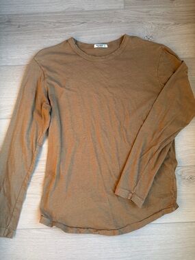 Buck Mason light brown / tan long sleeve t-shirt